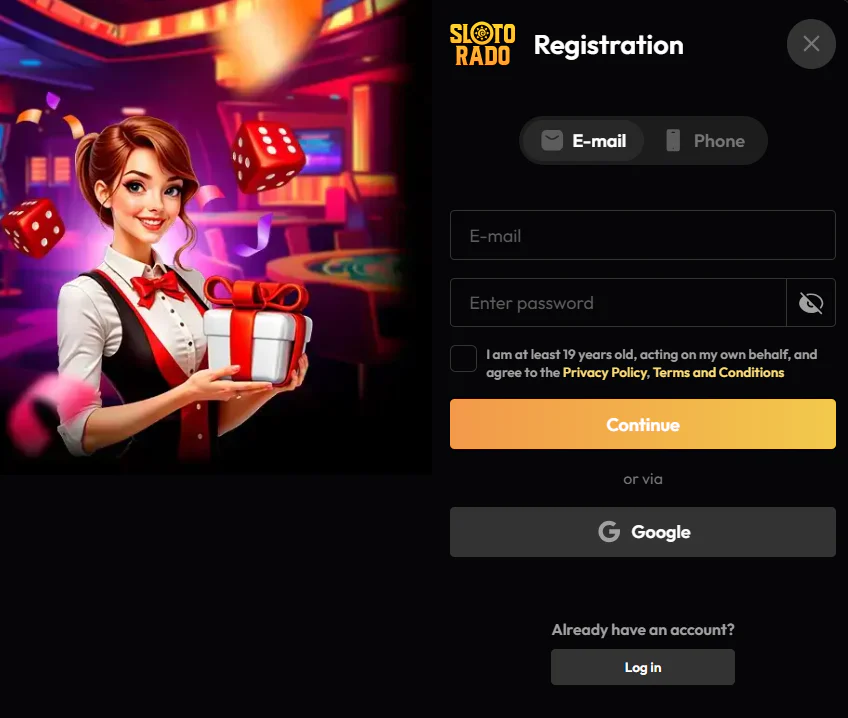 Slotorado Registration